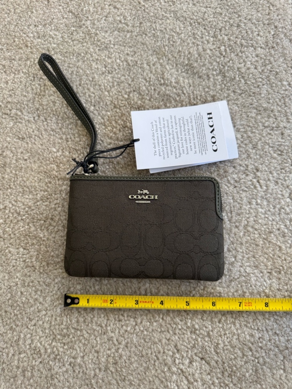 Coach Signature Wristlet in Army Green